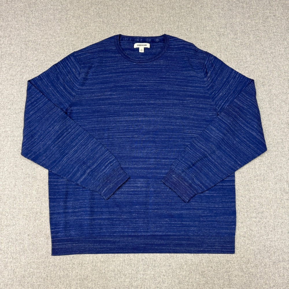 Goodthreads | Crewneck Sweater | XXL | Blue | Space Dye Knit Pullover LongSleeve